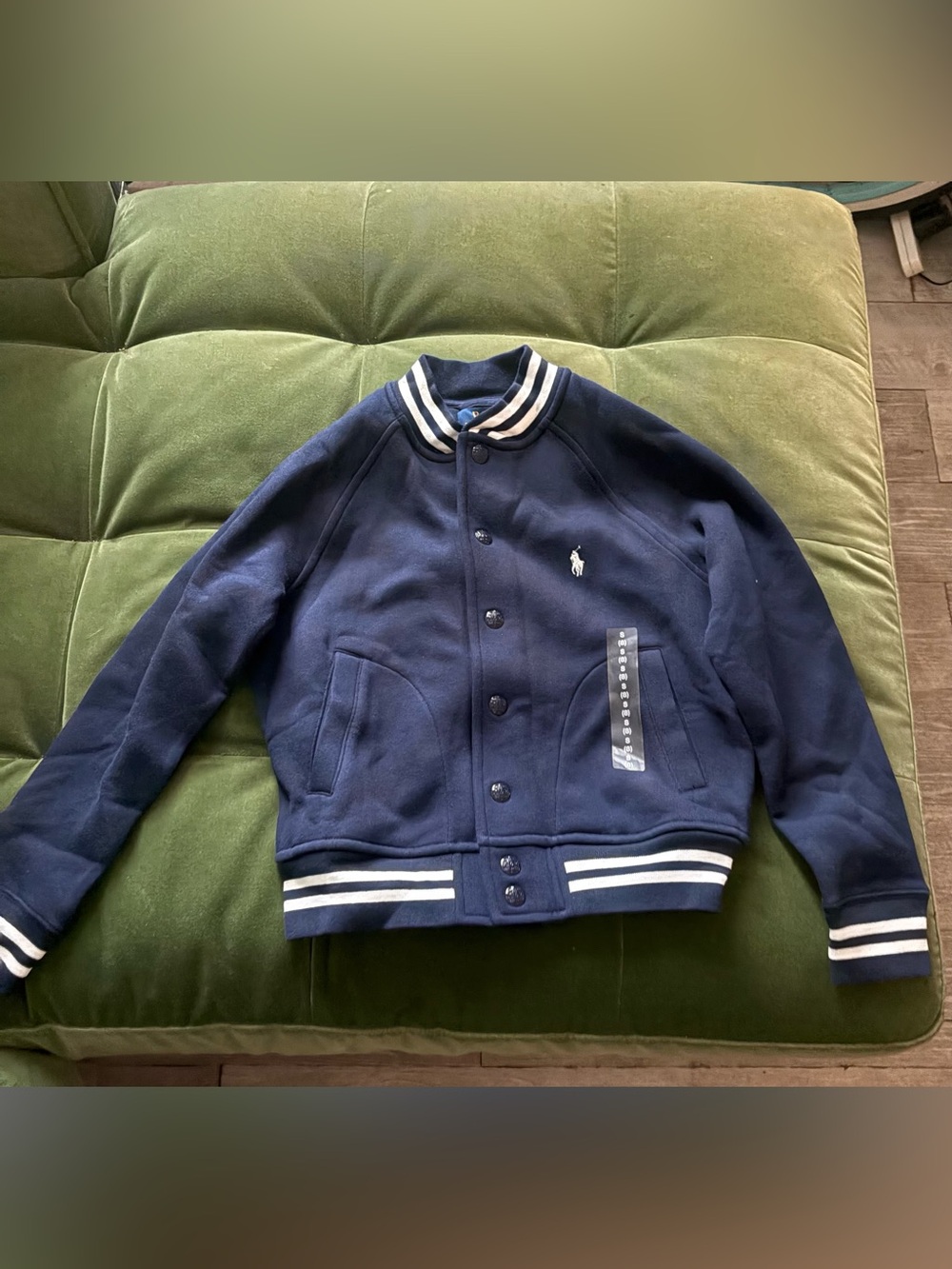 Navy blue polo sweater jacket